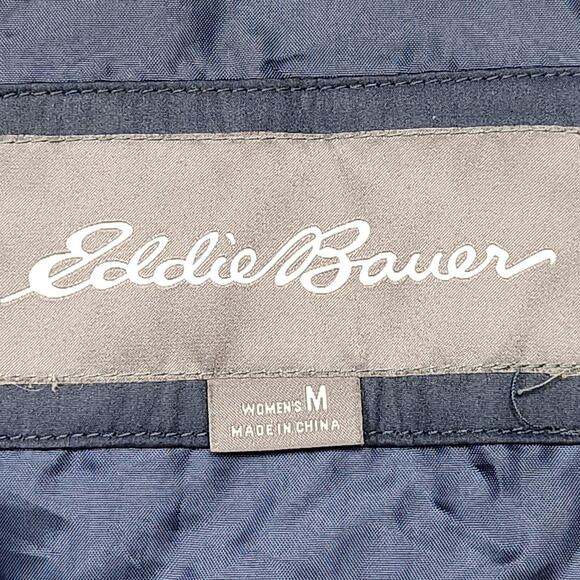 Eddie Bauer Coat Womens Medium Down Puffer Parka EB650 Faux Fur Hood 2-Way Zip - Picture 12 of 14